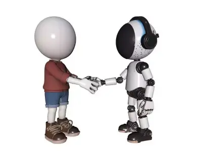 Robot and Human Friendship 3D Model 3D print model