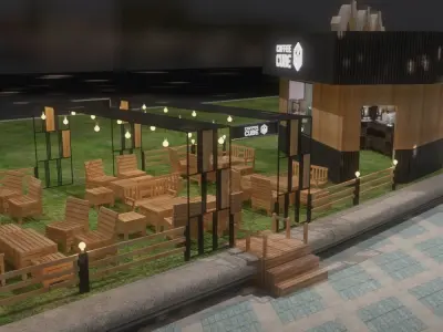 kiosh coffee at beach  Low-poly 3D model