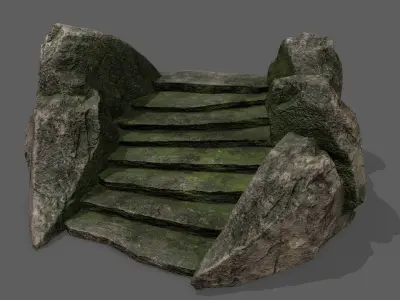 Stairs set of made out of rocks Low-poly 3D model buy