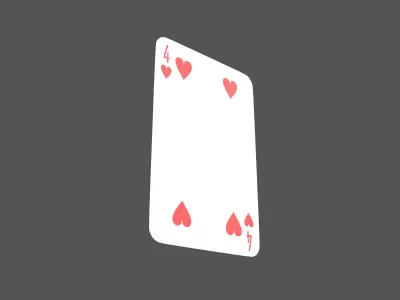 Poker Cards Heart 4 V1 001 Low-poly 3D model