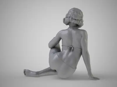 Pretty Woman Sitting on the Floor 3D print model