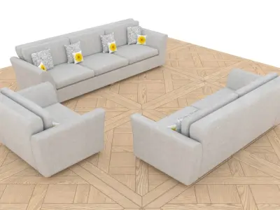 Three piece sofa set 3D model