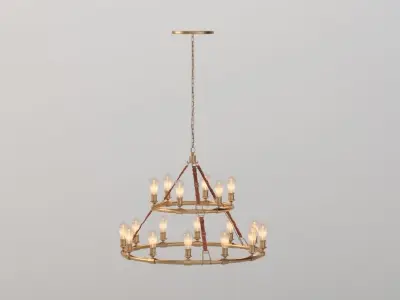 Huxley 18 Light 44 Inch Vintage Brass Chandelier 3D model