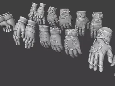 Stylized Gloves Set 3D model