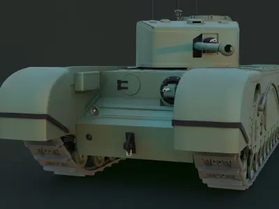 Churchill Tank - WW2 Infantry Support  - Blender Rigged 3D model