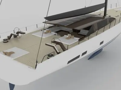 Modern Sailing Yacht  3d Exterior 3D model