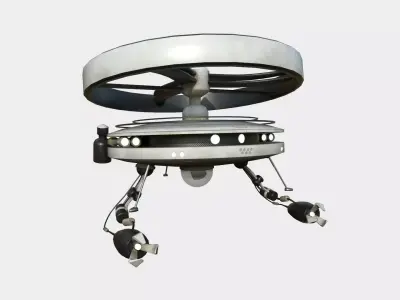 Flying Robot I09 White Dust - SciFi Character Design Low-poly 3D model