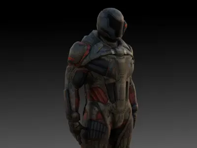 Futuristic Soldier 3D Model High-Quality Rigged Low-poly 3D model