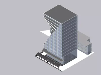 Modern Commercial High-Rise 3D Model Low-poly 3D model