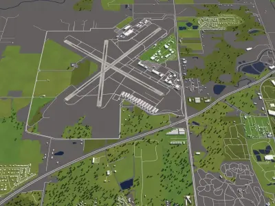 Springfield Illinois USA 50x50km 3D City Map 3D model