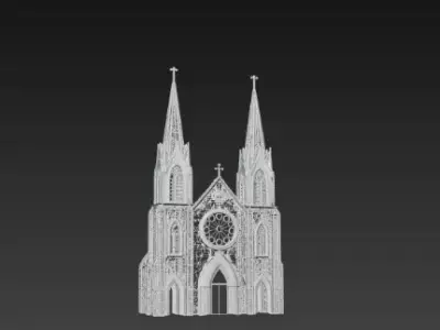 3D Christmas Church Model 3D print model