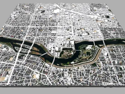 Cityscape Okayama Japan 3D model