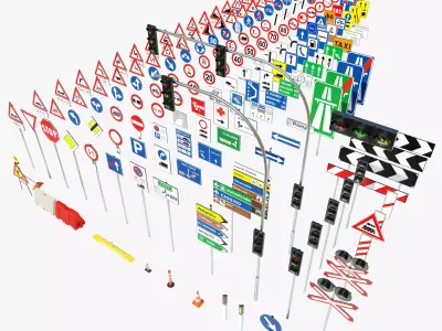Italian Traffic Signs Collection 3D model