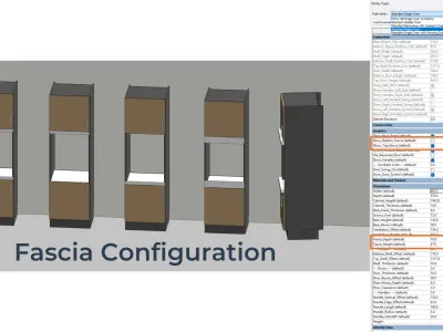 PARAMETRIC REVIT FAMILY Appliance Tower Cabinet 2 Doors Handles 3D model