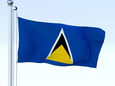 Animated Saint Lucia Flag Low-poly 3D model