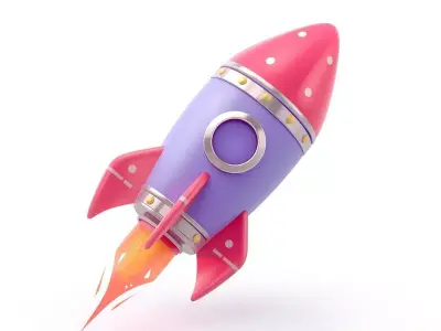 Stylized 3D Cartoon Fireworks Rocket Low-poly 3D model