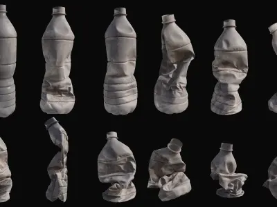 Crushed Plastic Bottle v1 Low-poly 3D model