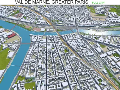 Val De Marne Greater Paris Low-poly 3D model
