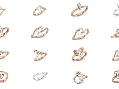 70 Minimalist Light wt Diamond Women ring 3dm stl obj  3D Model Pack