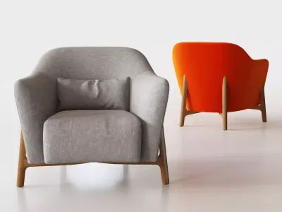 Pilotis Armchair and Pouf 3D model