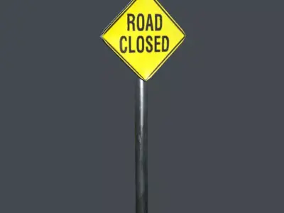 Road Closed Sign Low-poly 3D model