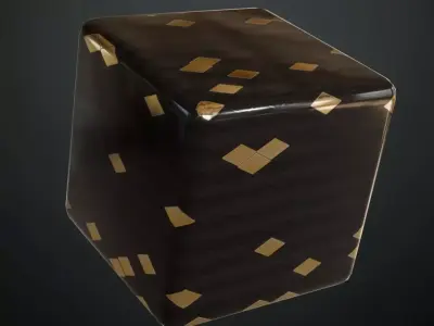 Luxury Glossy Black Tiles with Gold Diamond Inlays PBR Seamless Texture