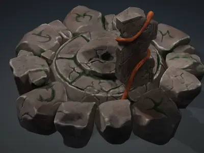 Stylized Ancient Rock Platform Low-poly 3D model