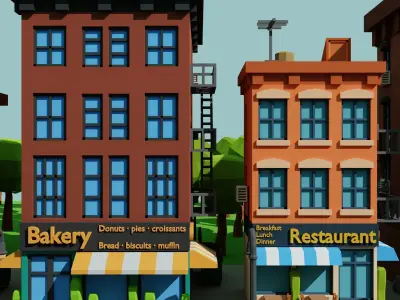 Lowpoly city Brooklyn style 3D model