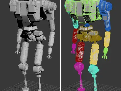 3D Mecha robot in warehouse 3D model