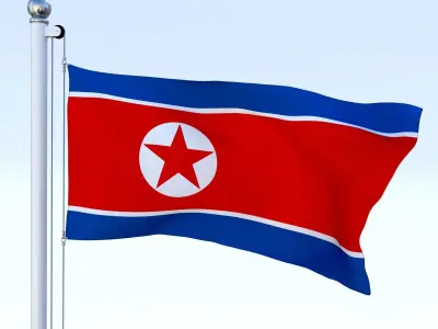 Animated North Korea Flag Low-poly 3D model