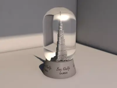 Souvenir Glass Bulb Burj Khalifa Low-poly 3D model