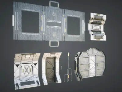 Sci Fi Corridor Modular Low-poly 3D model