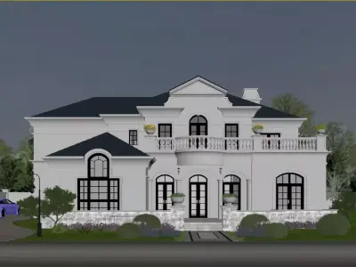 French-style villa 3D model