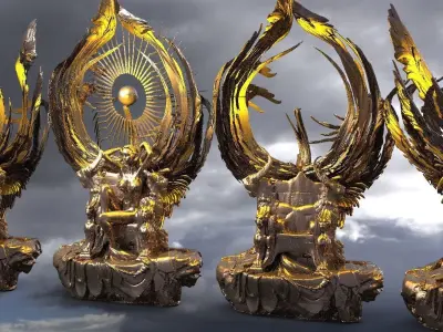 Earth Throne Queen 4 sculptures  3D model