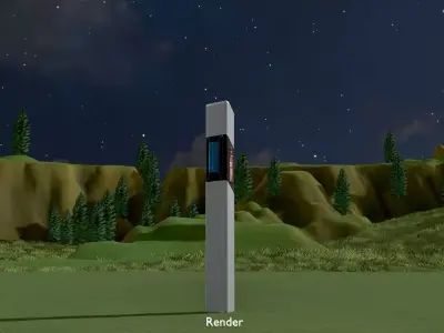 Delineator with wildlife warning reflector yellow R Low-poly 3D model