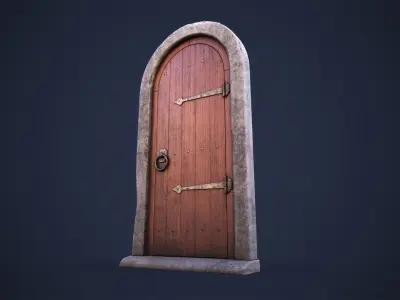 Old front small door Low-poly 3D model