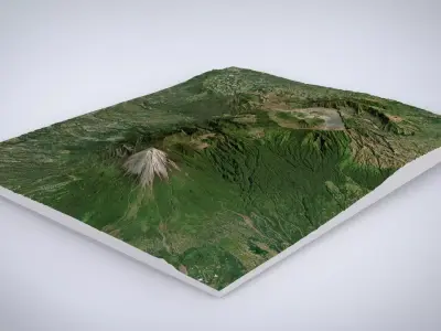 Mountain landscape Volcano Merapi  in Indonesia  3D model