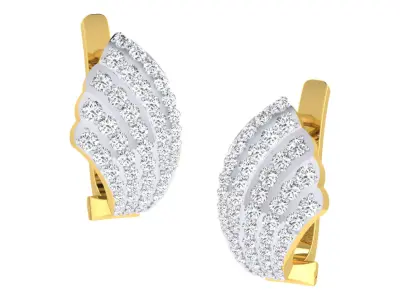 Light Weight Yellow Gold Diamond Earring  -EZ BI-2 3D print model