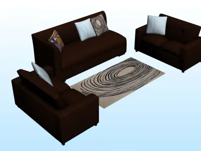 SOFA SET WITH CARPET 10 3D model