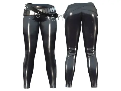 Black Dystopian Outfit Top Pants Boots Low-poly 3D model