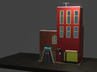Low Polly Building Free low-poly 3D model