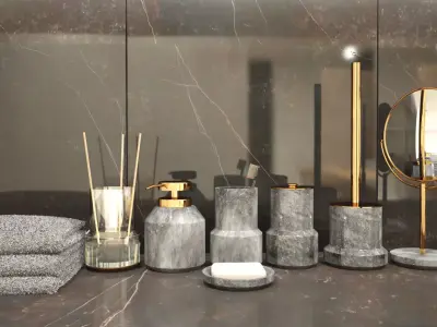 Bathroom Set marble accessories 3D model