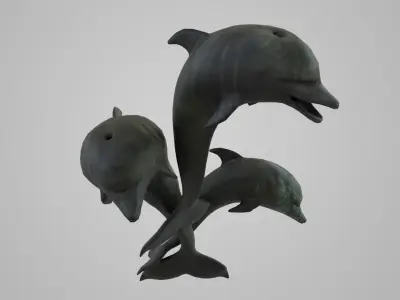 Dolphin statue Low-poly 3D model