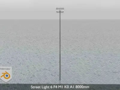 Street Light 6 F4 M1 K0 A1 8000mm  Low-poly 3D model