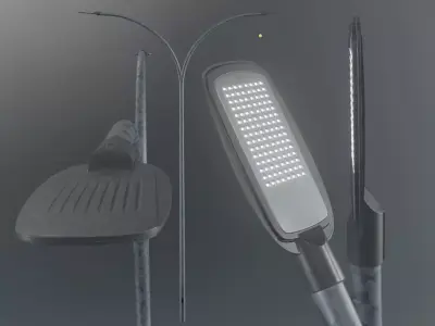 Street Light 2 Galvanized F2 M3 K0 6000mm Low-poly 3D model