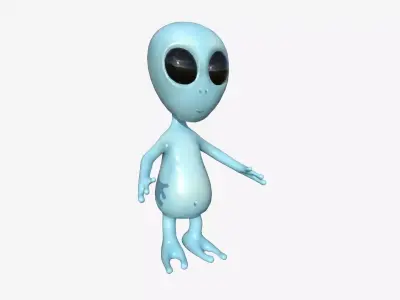 Cute Alien A07 Black Blue - Simple - Character Design Low-poly 3D model