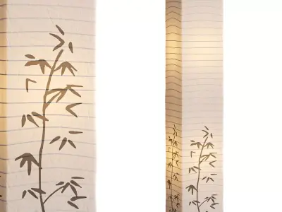 Bamboo printed white paper floor lamp 3D model