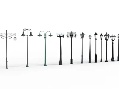 Garden Pole Light Collection 3d models 3D model