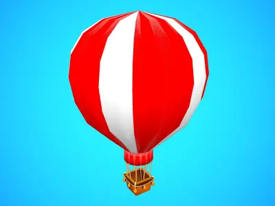 HOT AIR BALLOON CARTOON STYLIZED 11 Low-poly 3D model