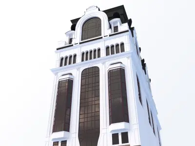 Modern residential building for the European Street 5 Low-poly 3D model